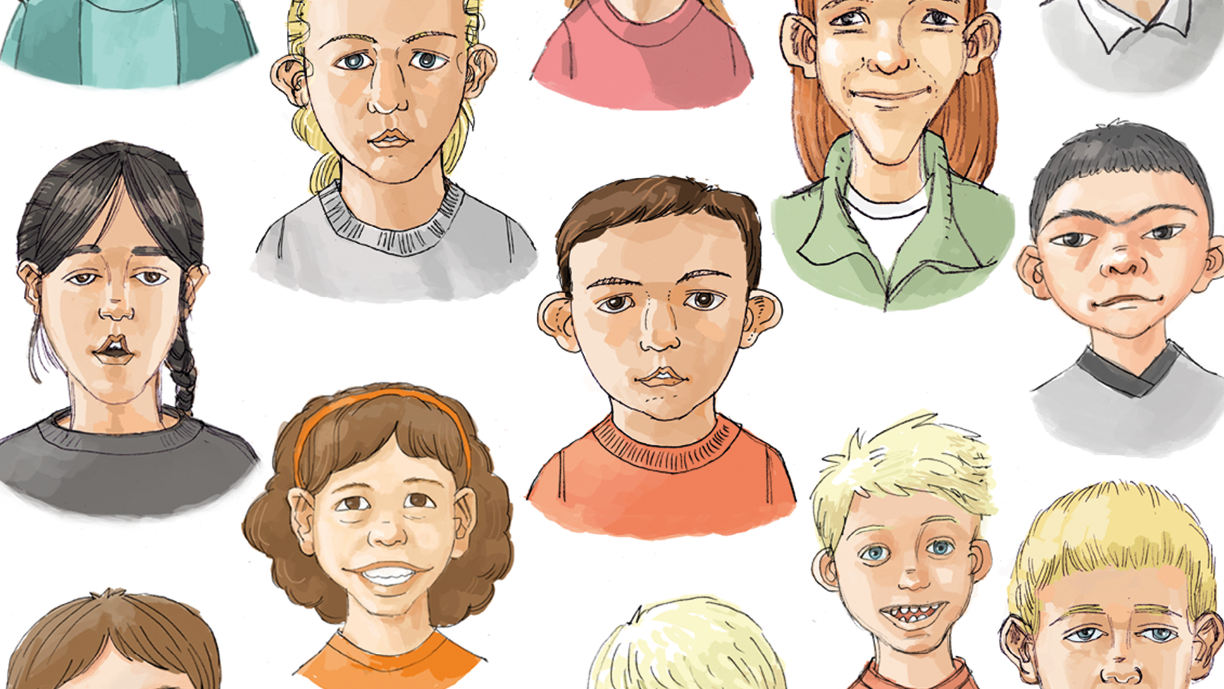 Illustrationer av barn med olika sällsynta diagnoser