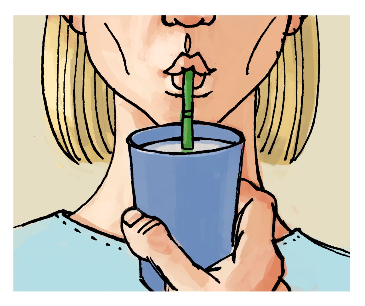 Illustration på att dricka ur ett sugrör.